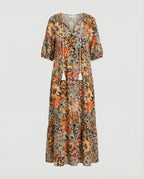 Boho Maxikleid Damen Kordelzug