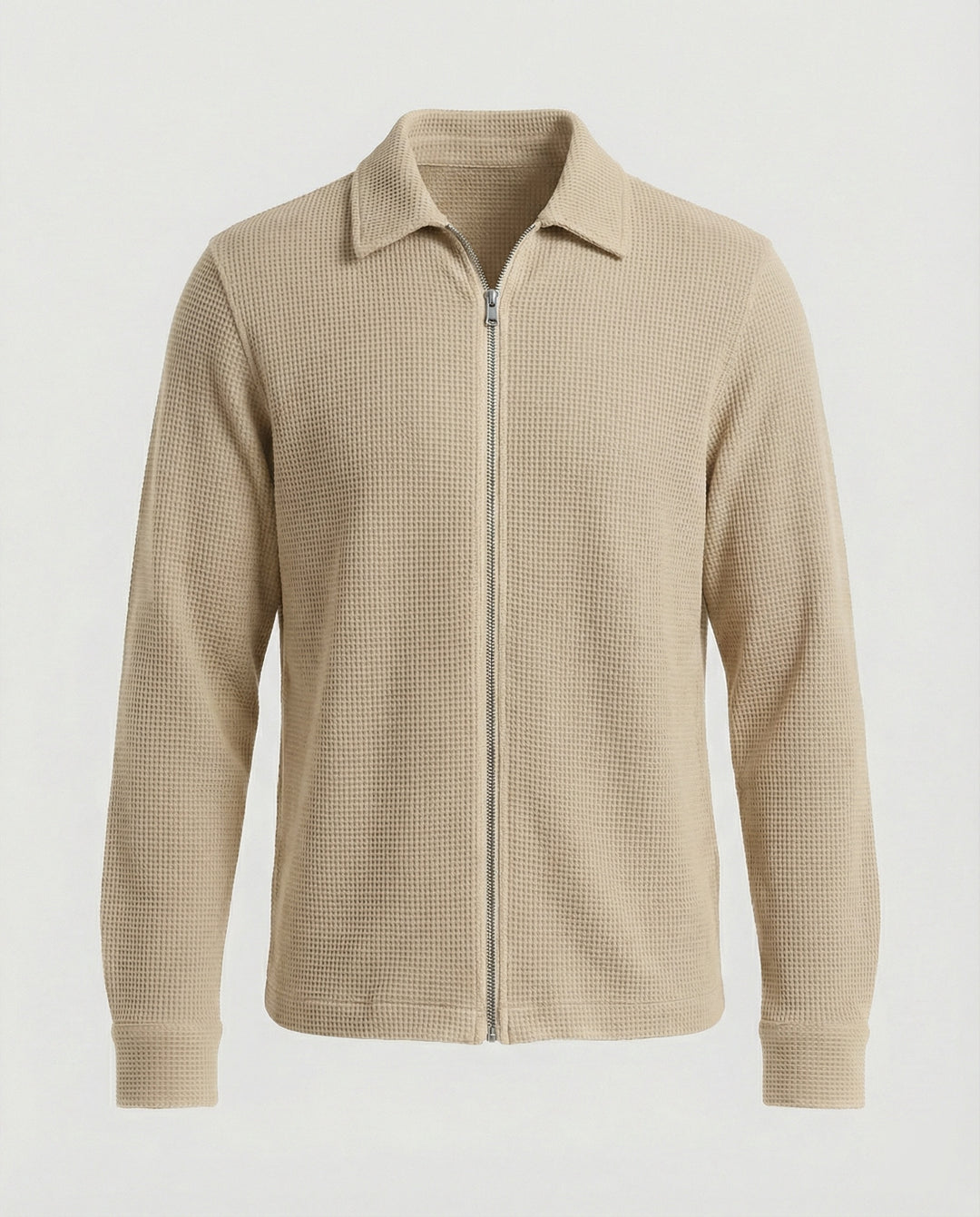 Herren Eleganter Langarmshirt mit strukturierter Oberflächenbeschaffenheit und hochwertigem Reißverschluss R&B
