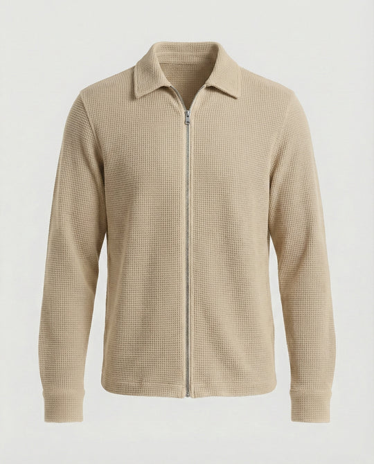 Herren Eleganter Langarmshirt mit strukturierter Oberflächenbeschaffenheit und hochwertigem Reißverschluss R&B