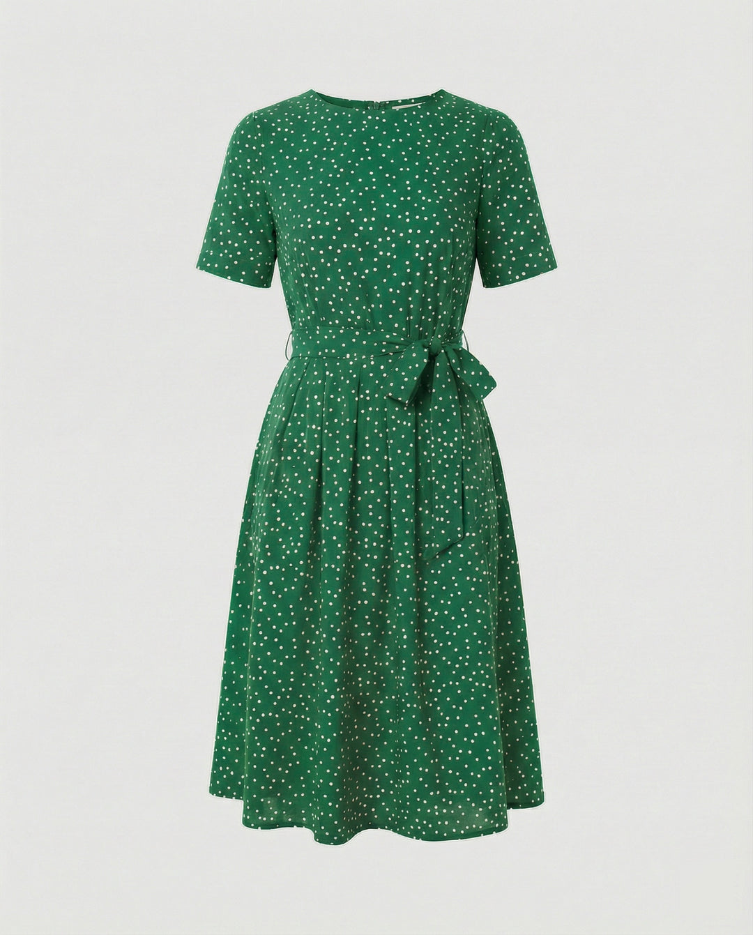 Damen Midi-Kleid mit Taillengürtel und Punkten