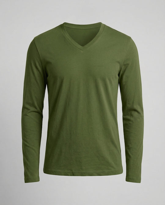 Herren lässiges V-Ausschnitt Langarmshirt R&B