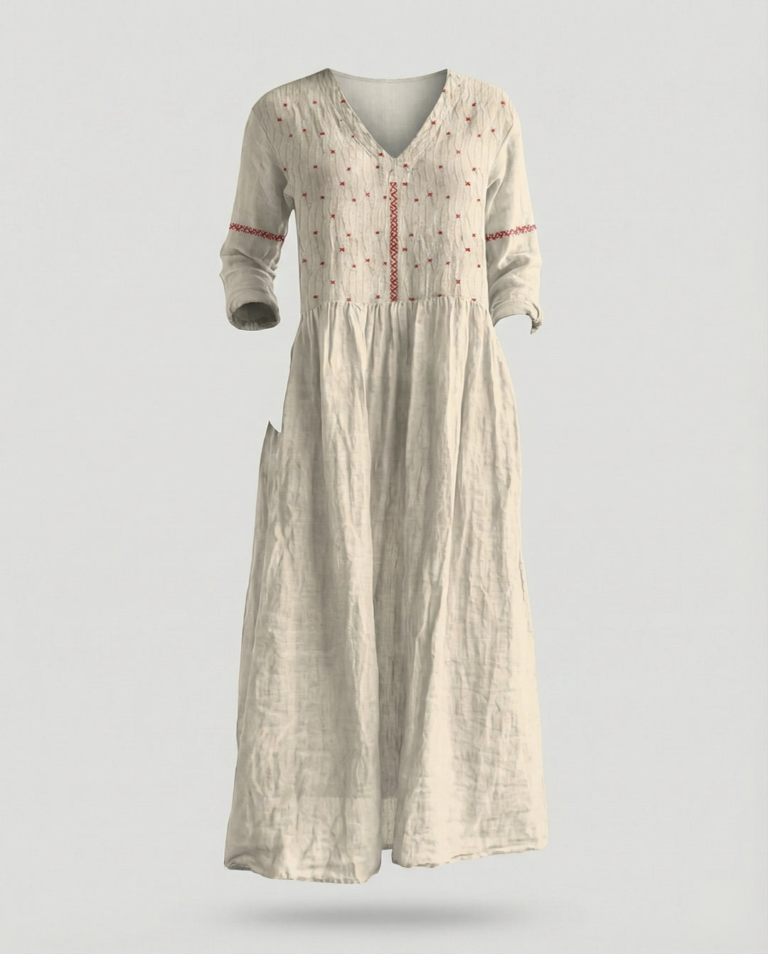 Damen Boho Maxikleid Sommer Leinenoptik