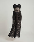 Trägerloses Spitzen Abendkleid Maxi Damen
