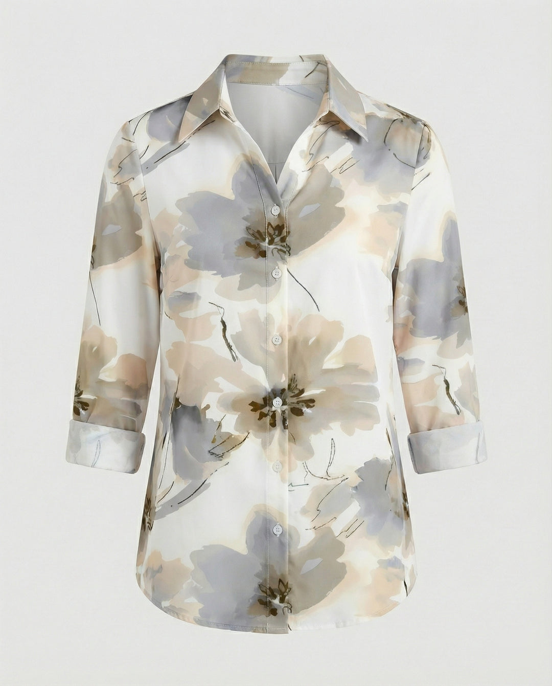 Hemdbluse Seidenoptik Damen Floral