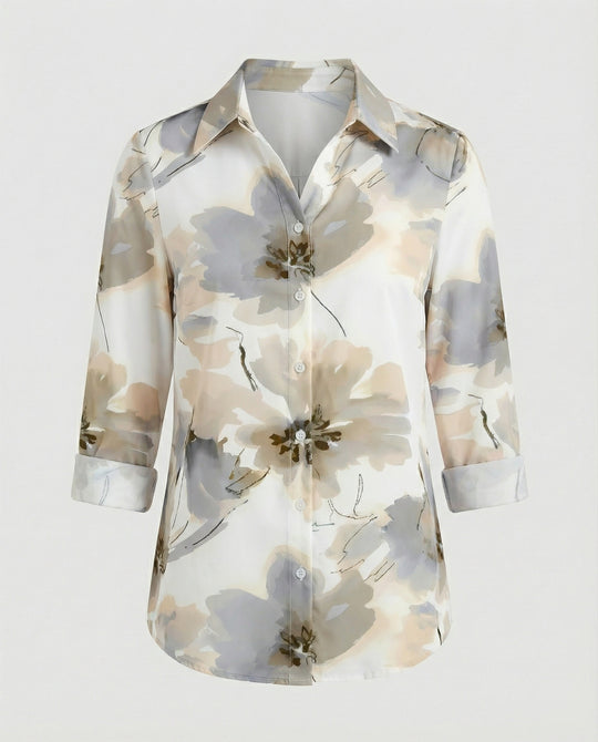 Hemdbluse Seidenoptik Damen Floral