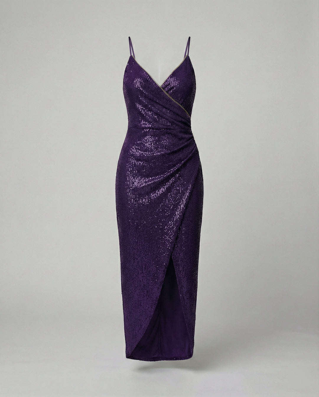 Damen Glamouröses Wickelkleid mit glitzender Oberfläche und hoch geschlitzt R&B