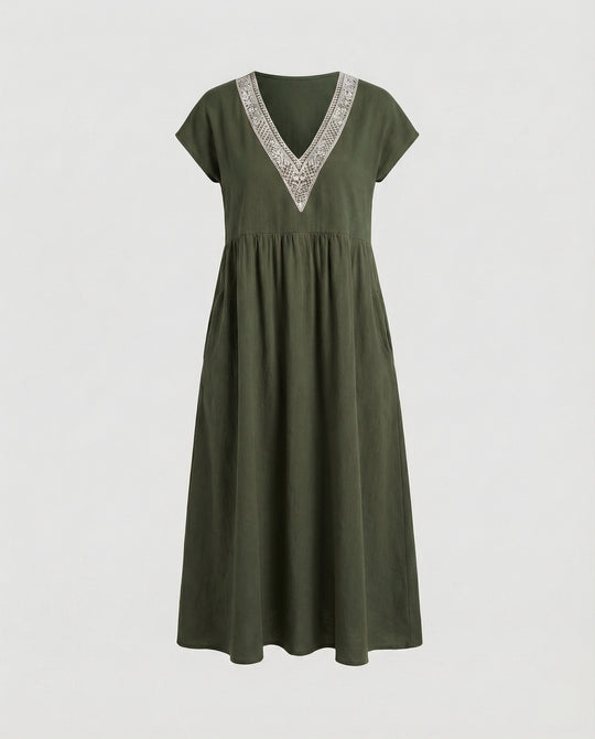 Damen Midikleid Sommer Spitze