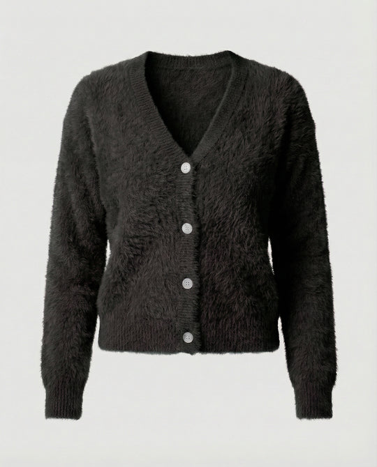 Strickjacke Damen kuschelig mit V-Ausschnitt und Knopfdetails