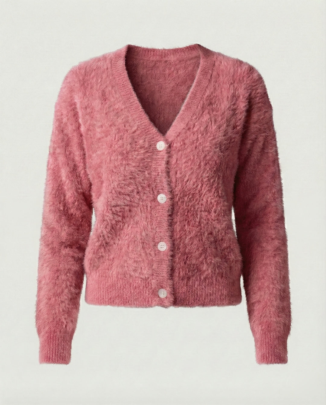 Strickjacke Damen kuschelig mit V-Ausschnitt und Knopfdetails