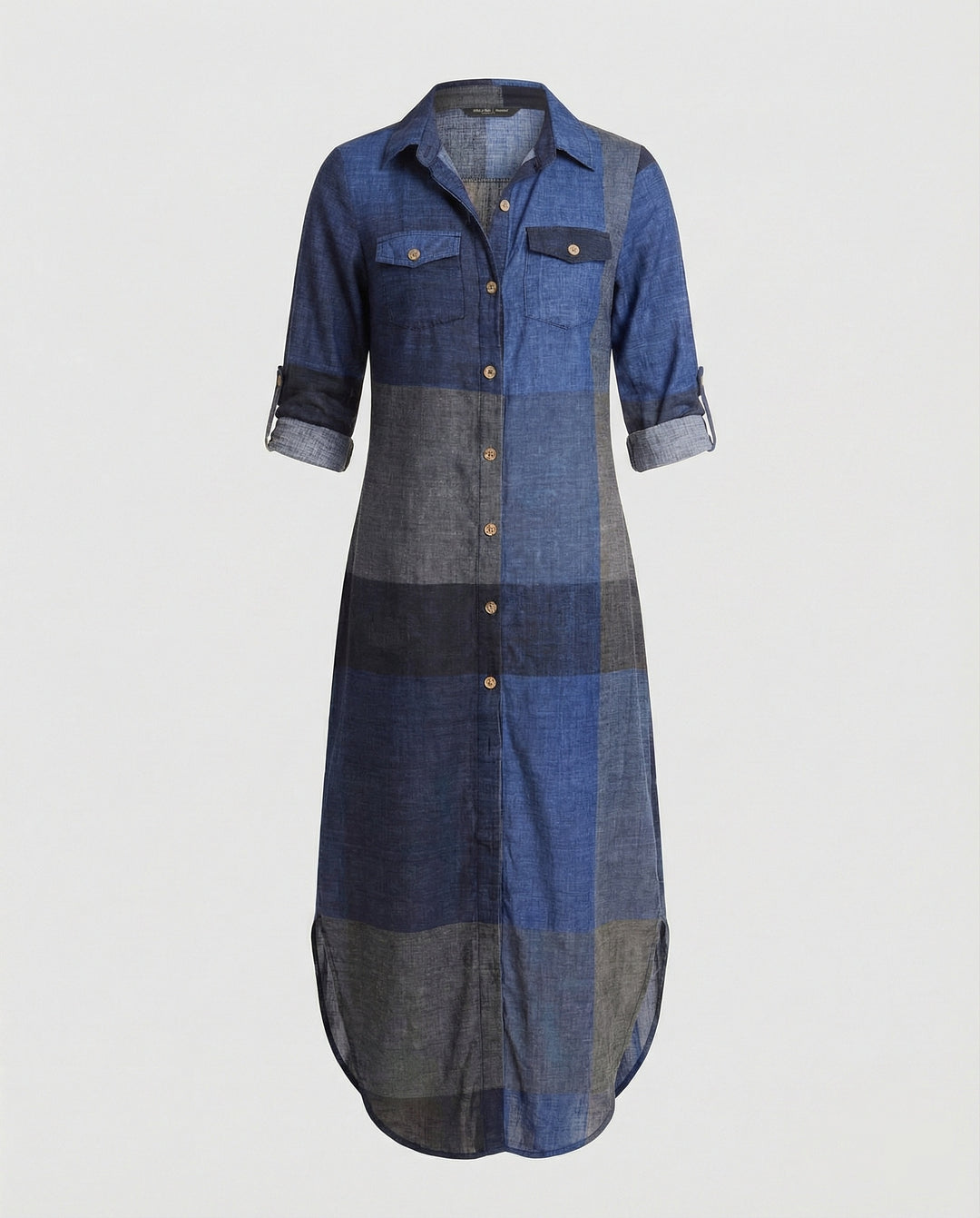 Freizeitkleid Damen Hemdblusenkleid Schlitz