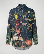Leichte Hemdbluse Damen Aquarell Blumen