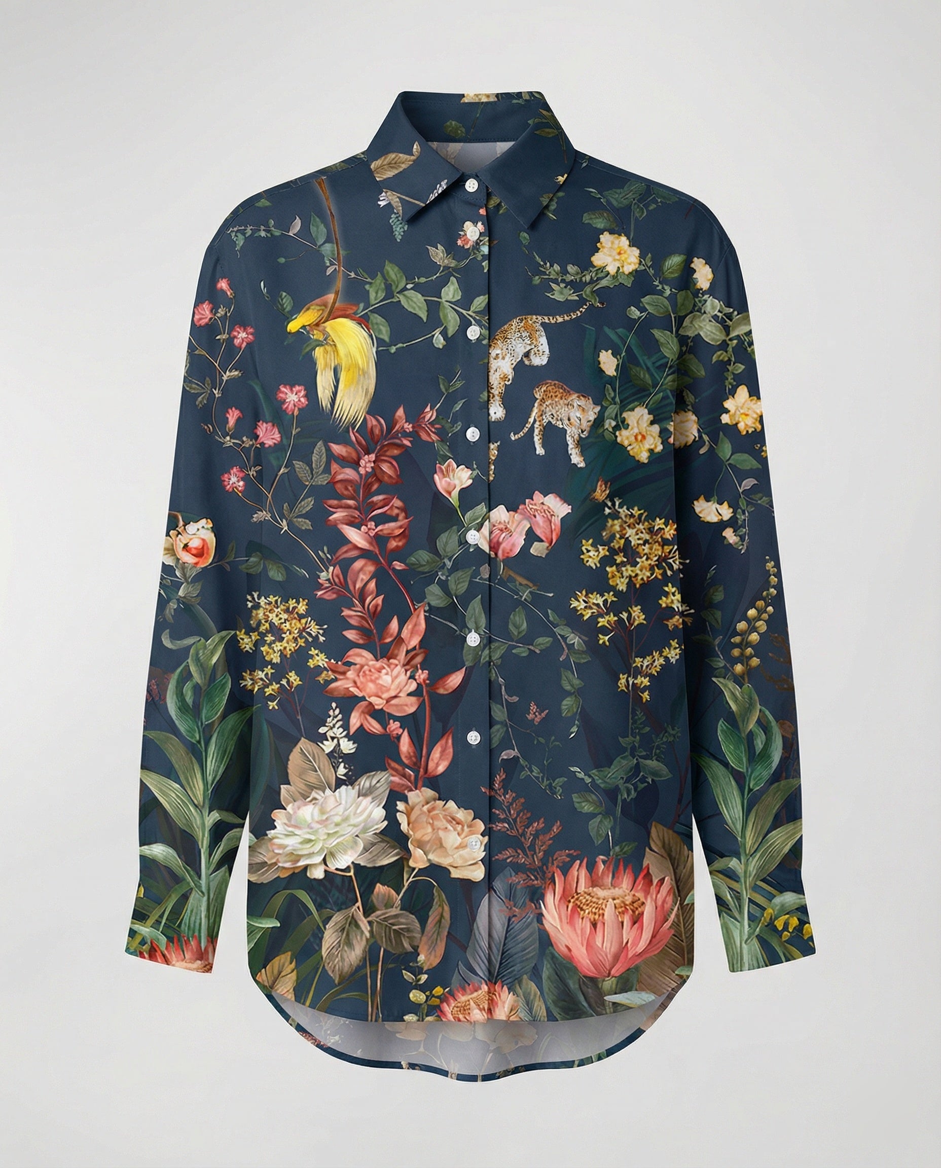 Leichte Hemdbluse Damen Aquarell Blumen