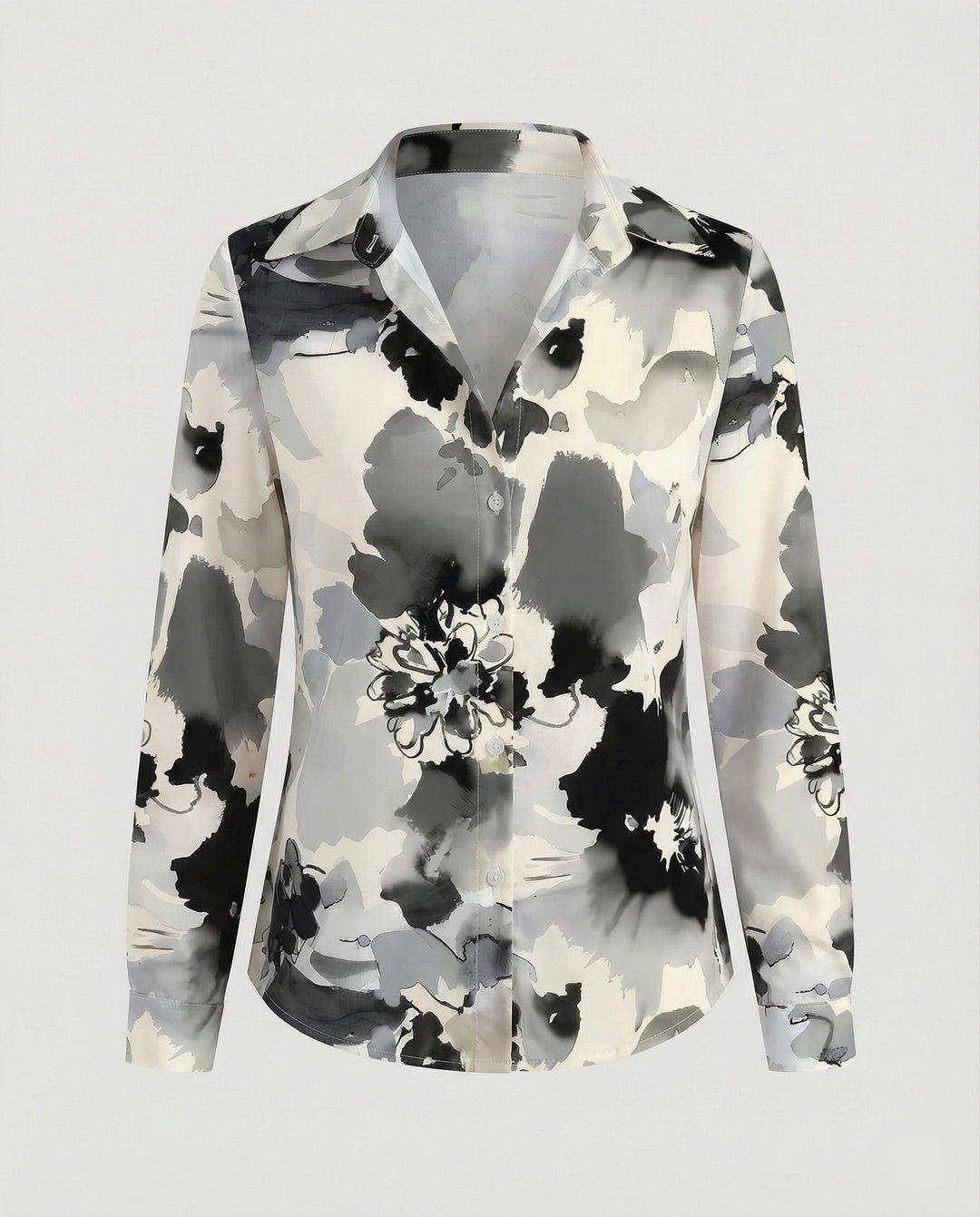 Hemdbluse Seidenoptik Damen Floral