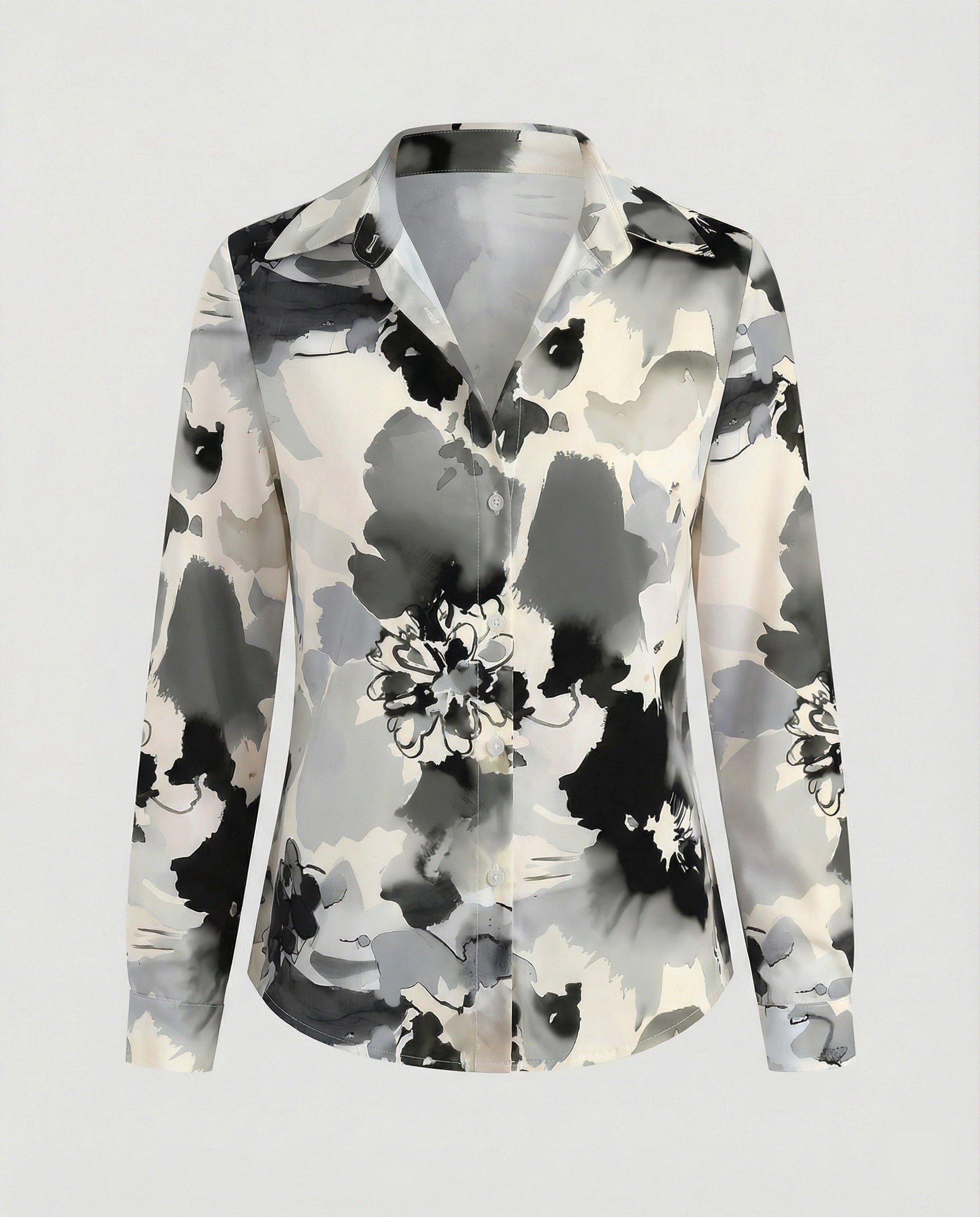 Hemdbluse Seidenoptik Damen Floral