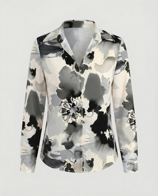 Hemdbluse Seidenoptik Damen Floral