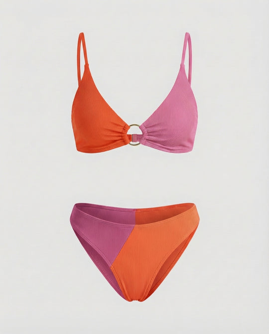 Damen Ripp-Bikini-Set Ringdetail