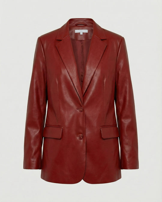 Damen Oversized Kunstleder Blazer im Trend-Look