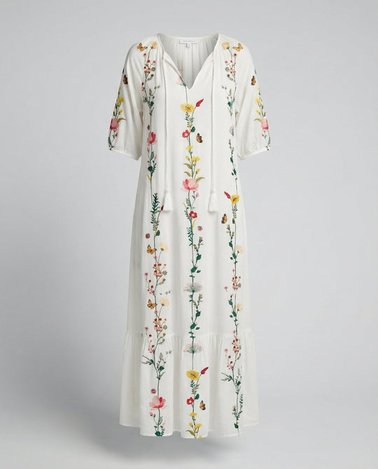 Boho Maxikleid Damen Kordelzug