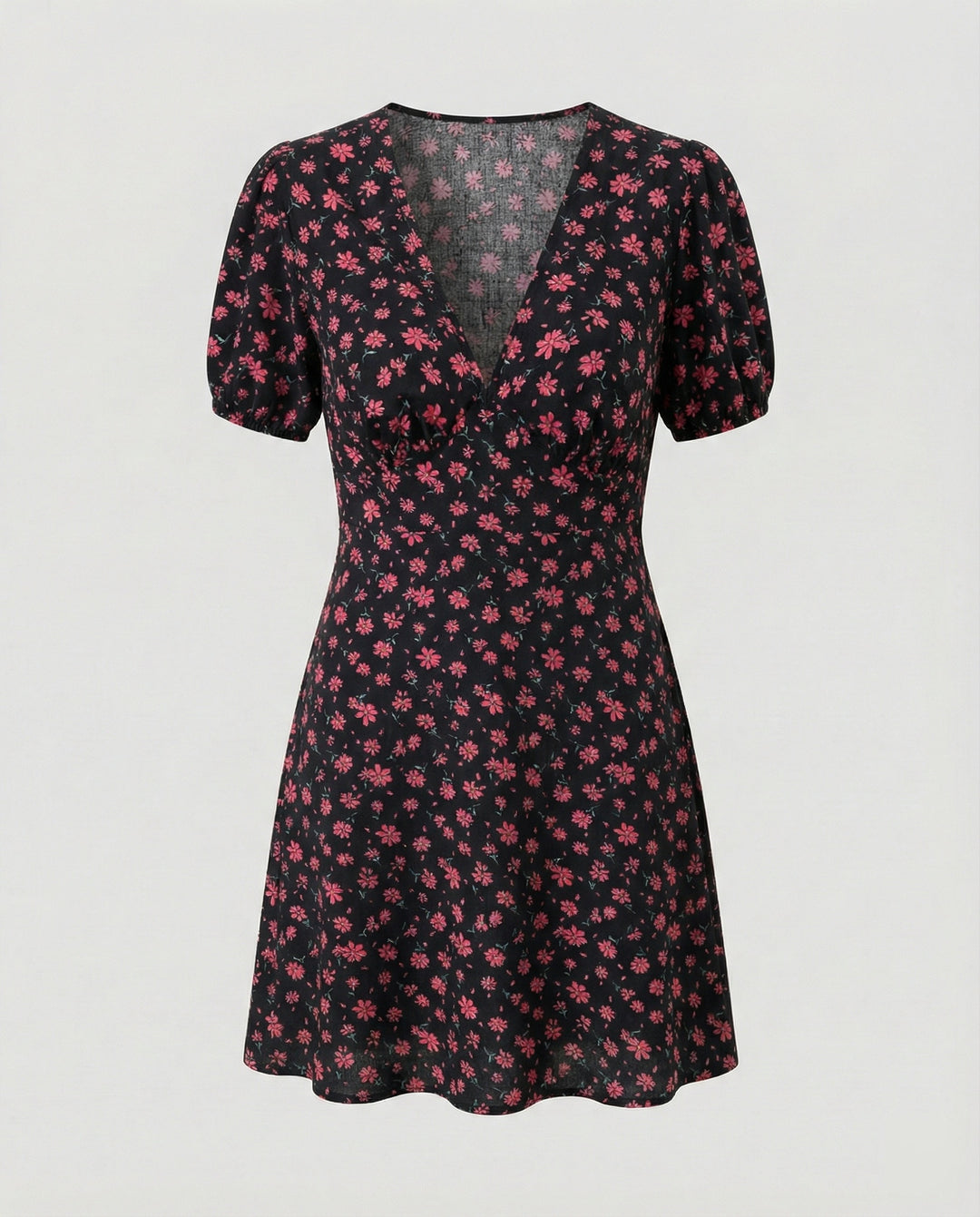 Damen Minikleid tailliert mit Puffärmeln