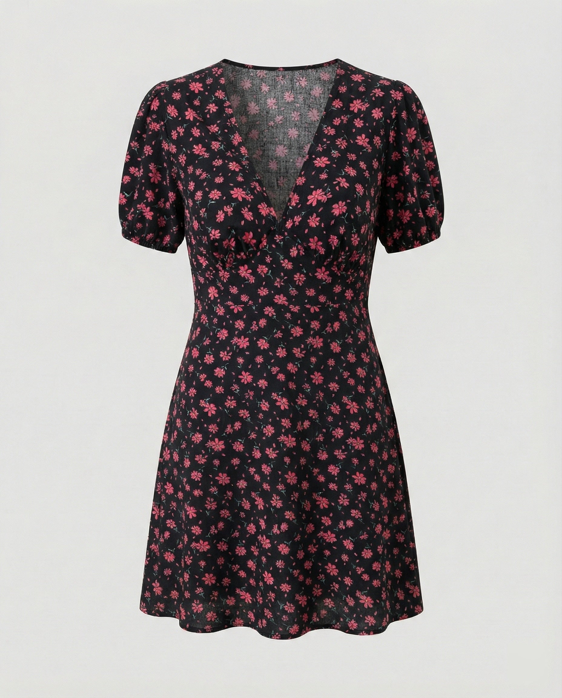 Damen Minikleid tailliert mit Puffärmeln