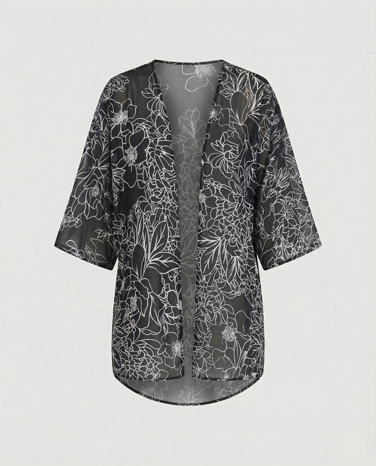 Offener Kimono Damen Floral