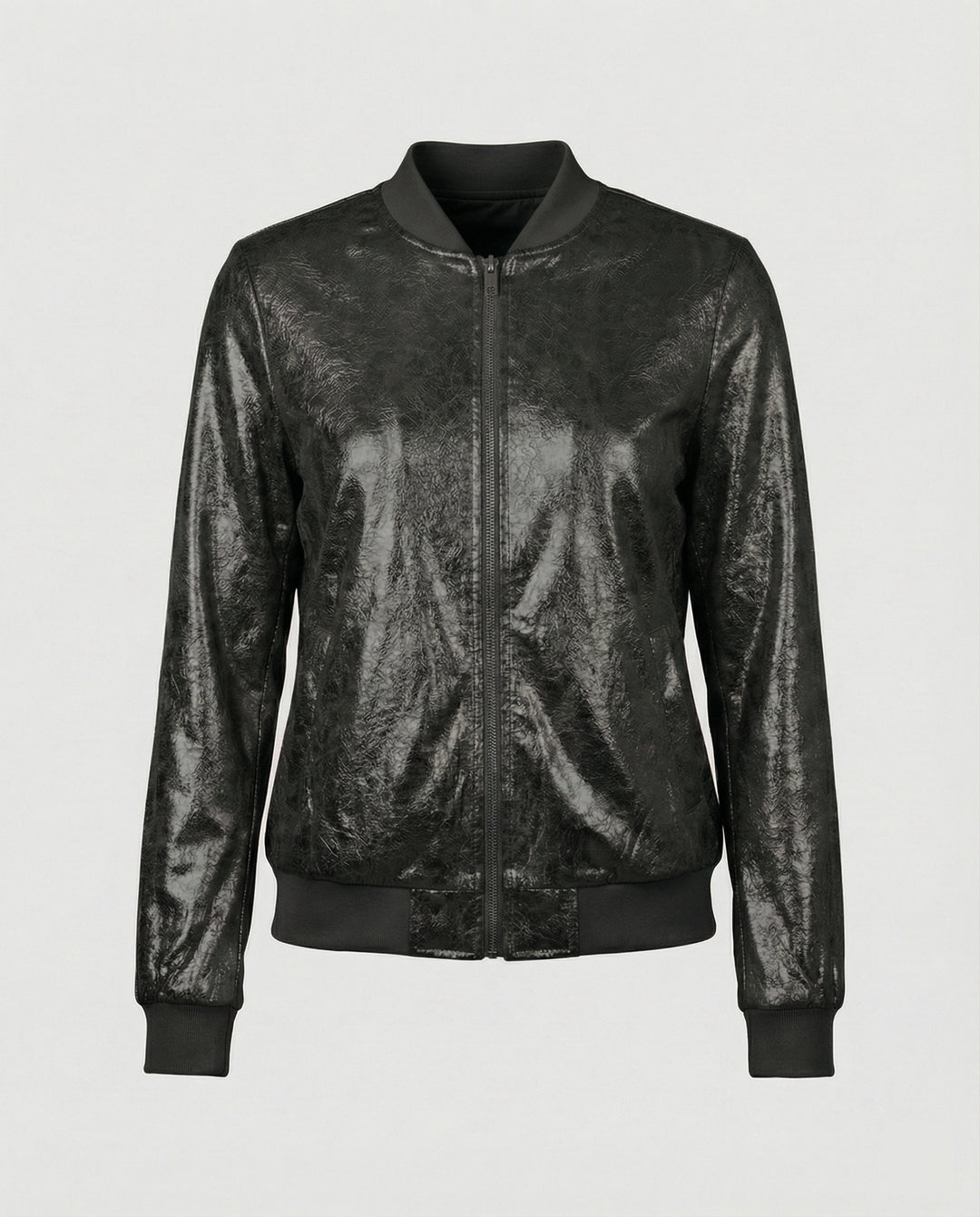 Damen Glänzende Bomberjacke mit Reißverschluss R&B