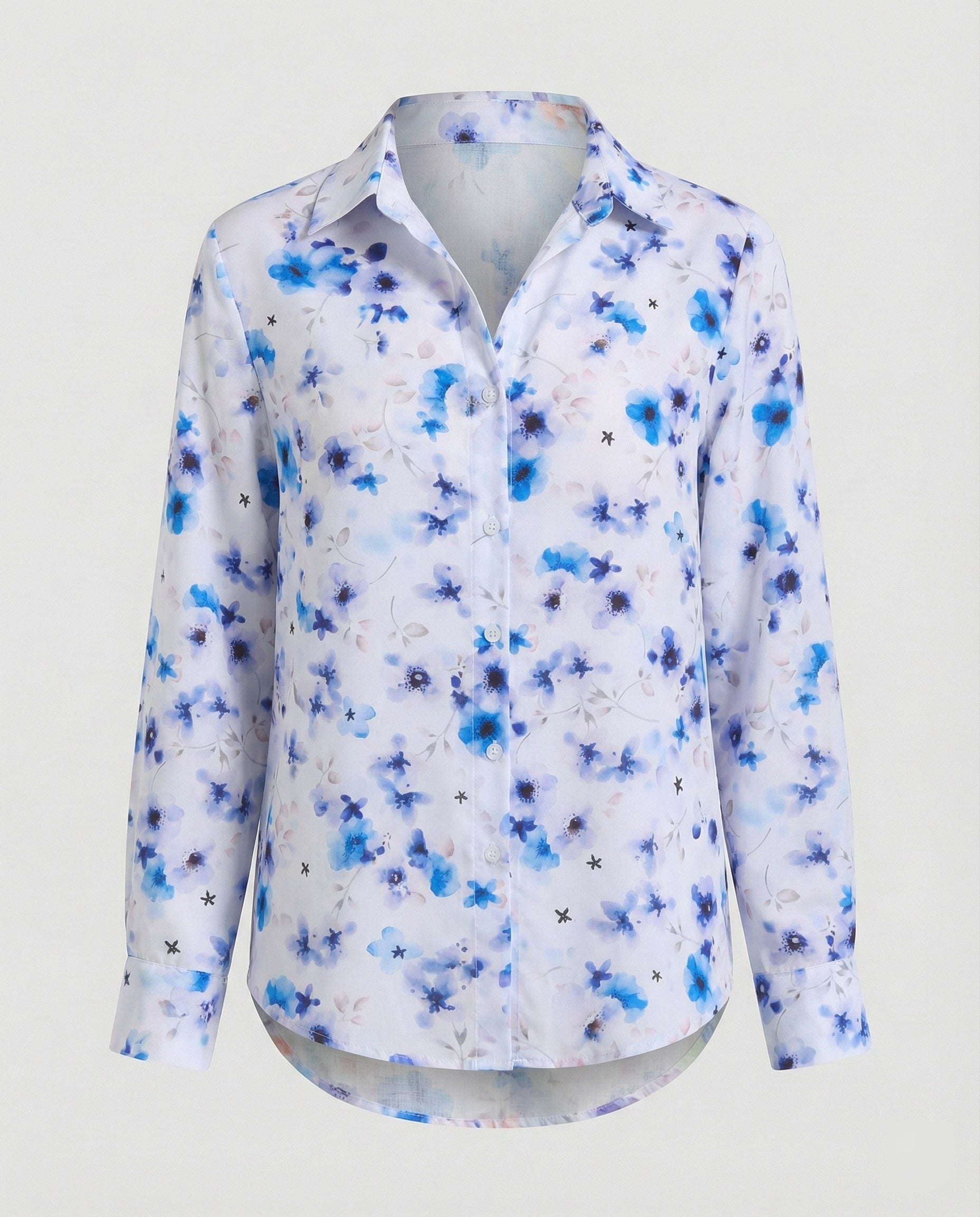 Leichte Hemdbluse Damen Aquarell Blumen