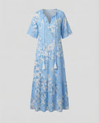 Boho Maxikleid Damen Kordelzug