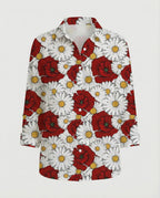 Leinenoptik Bluse Damen Floral