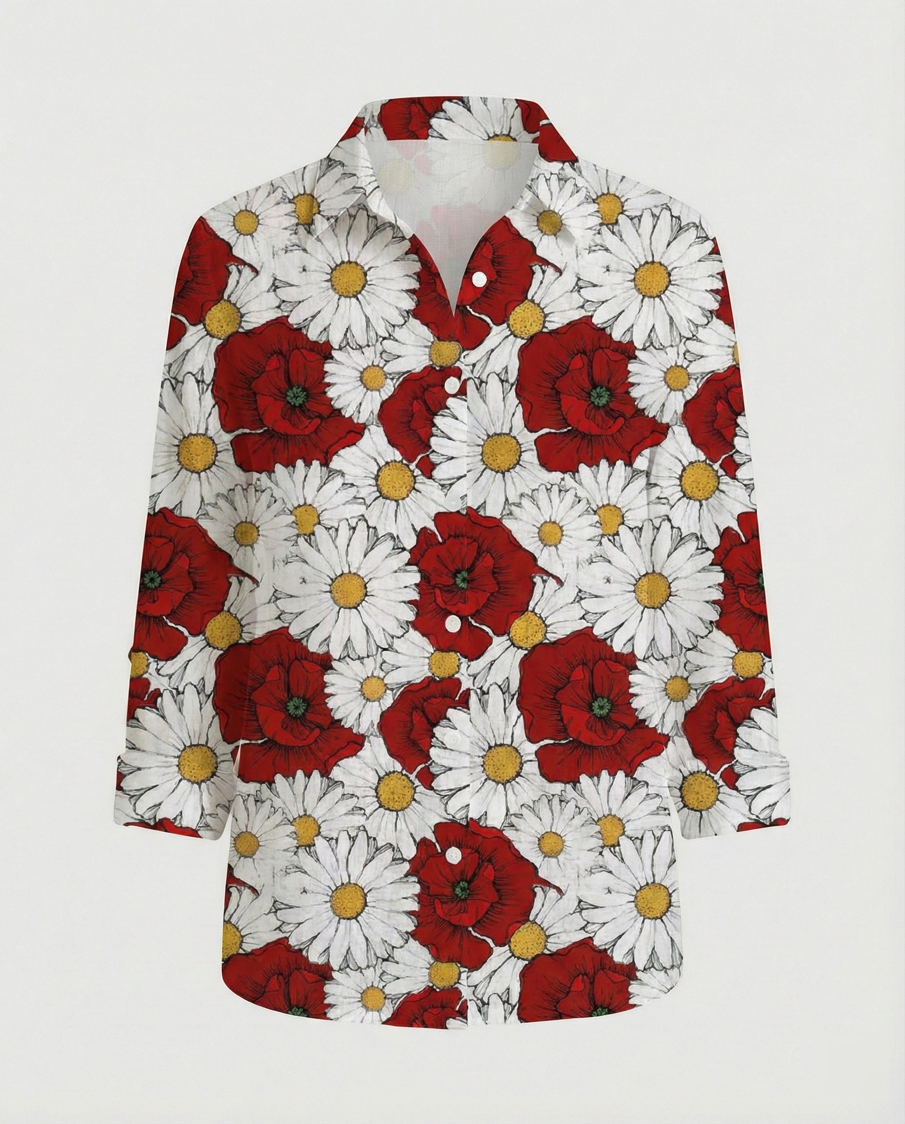 Leinenoptik Bluse Damen Floral