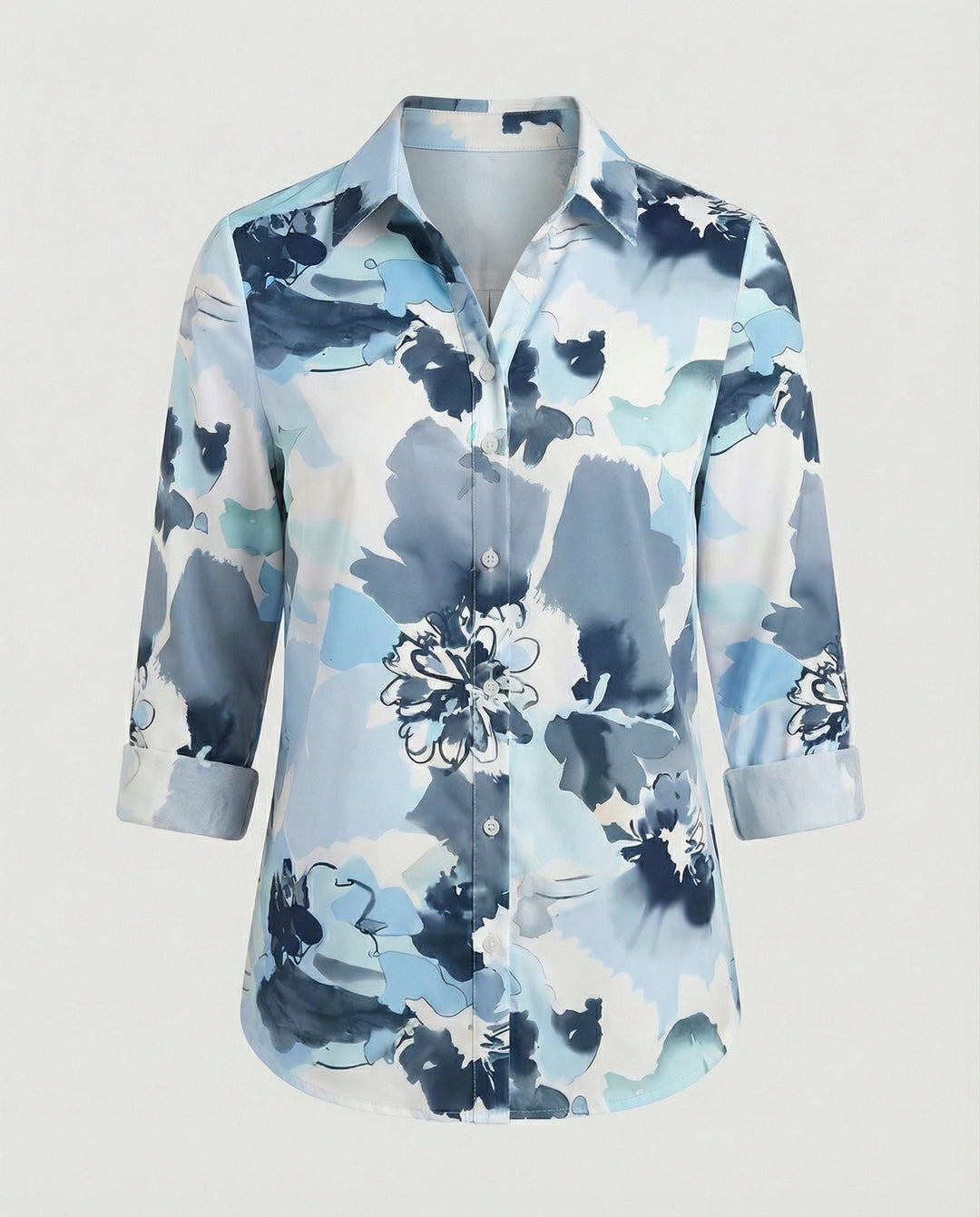 Hemdbluse Seidenoptik Damen Floral
