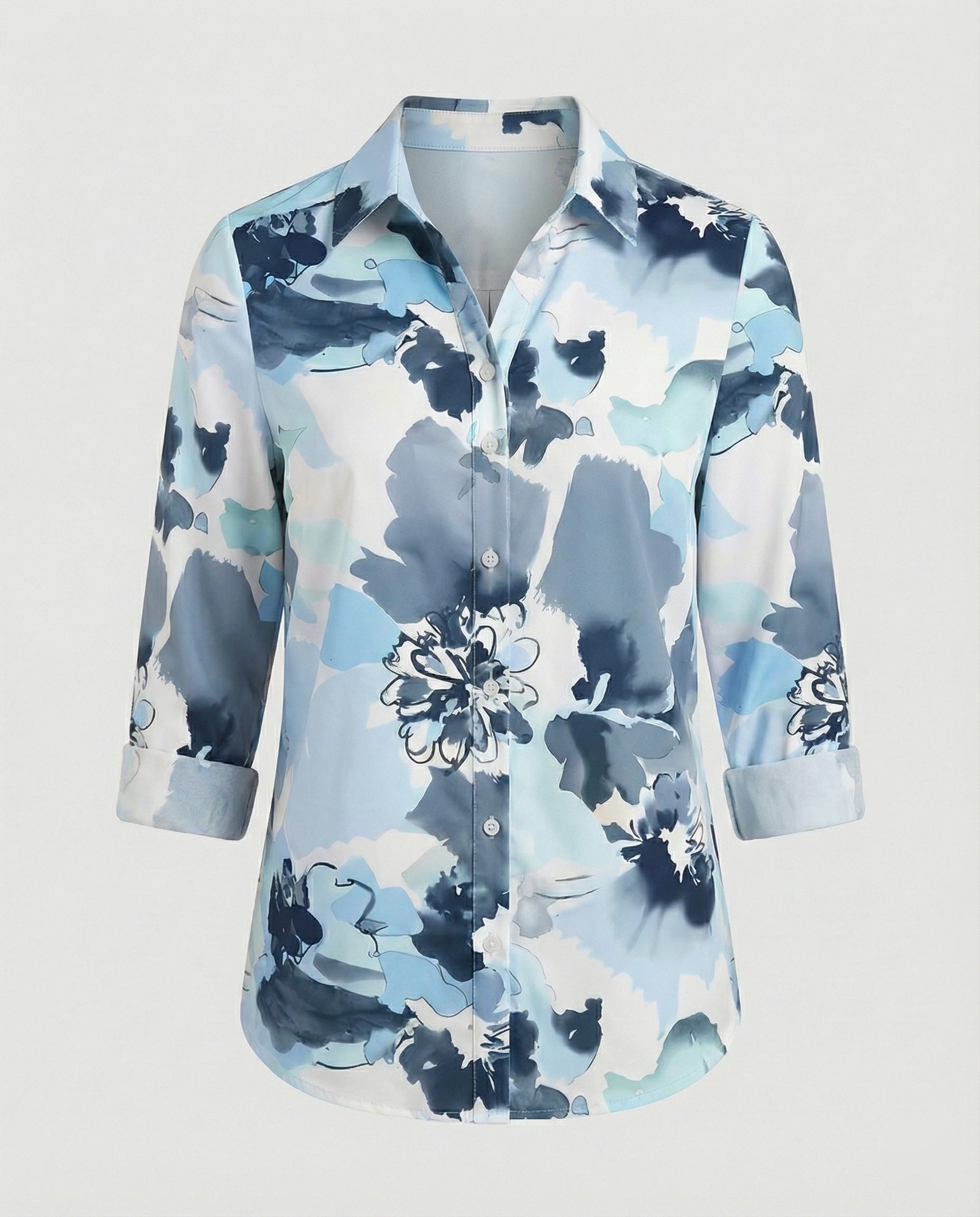 Hemdbluse Seidenoptik Damen Floral