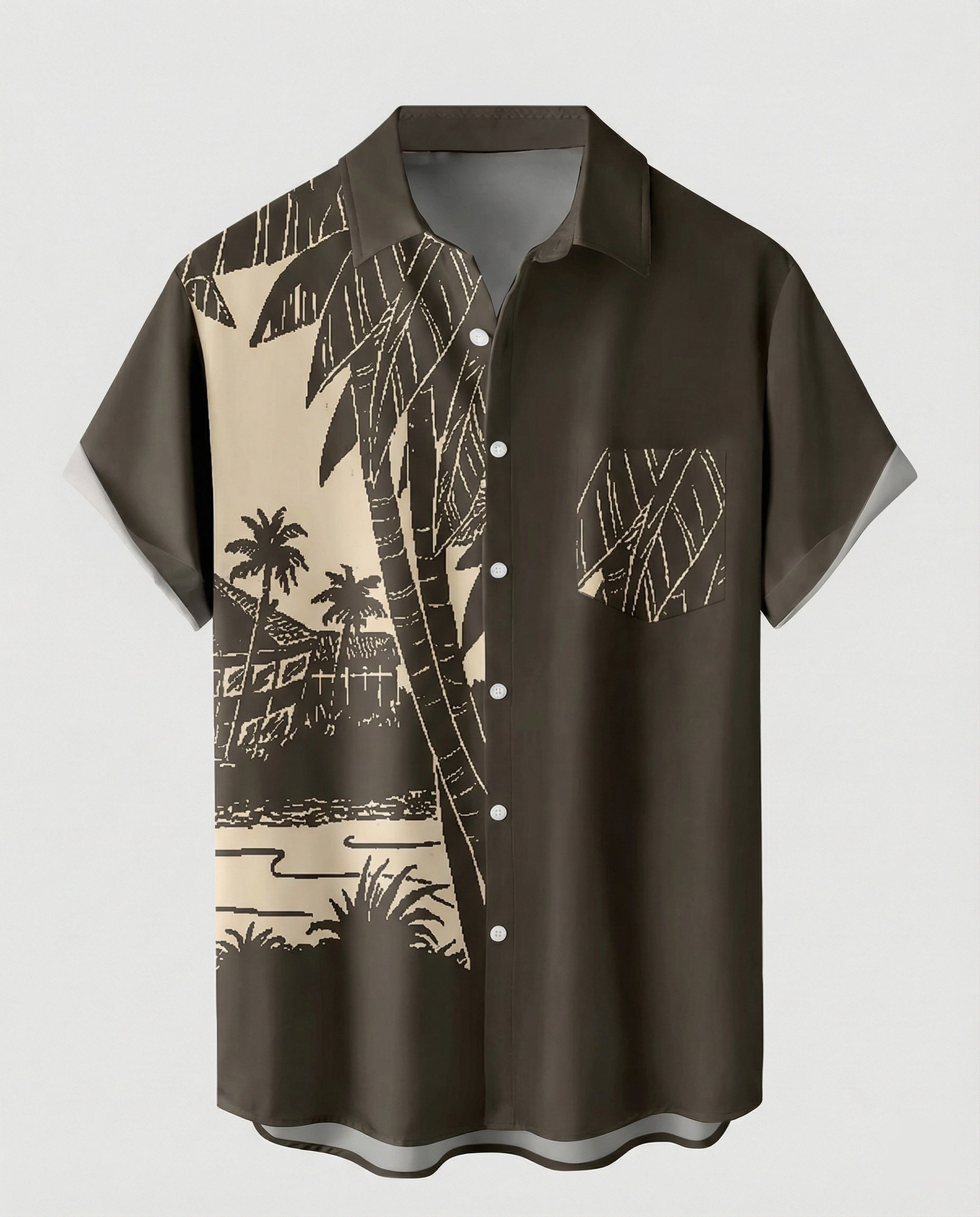 Kurzarm Hawaiihemd Herren Palmenprint