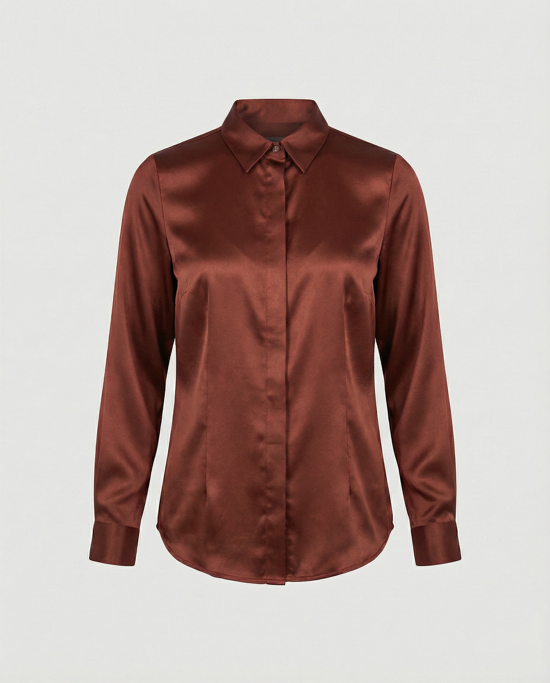 Damen Satin-Bluse mit klassischem Kragen R&B