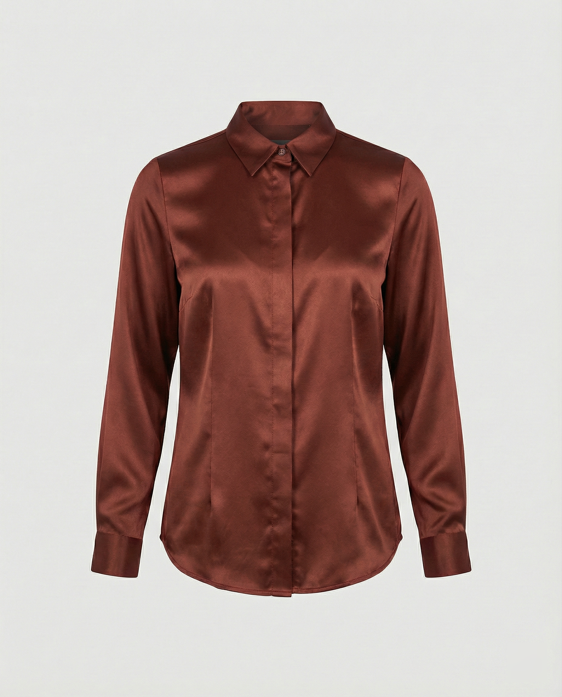 Damen Satin-Bluse mit klassischem Kragen R&B