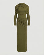 Damen Maxikleid mit Drapierung