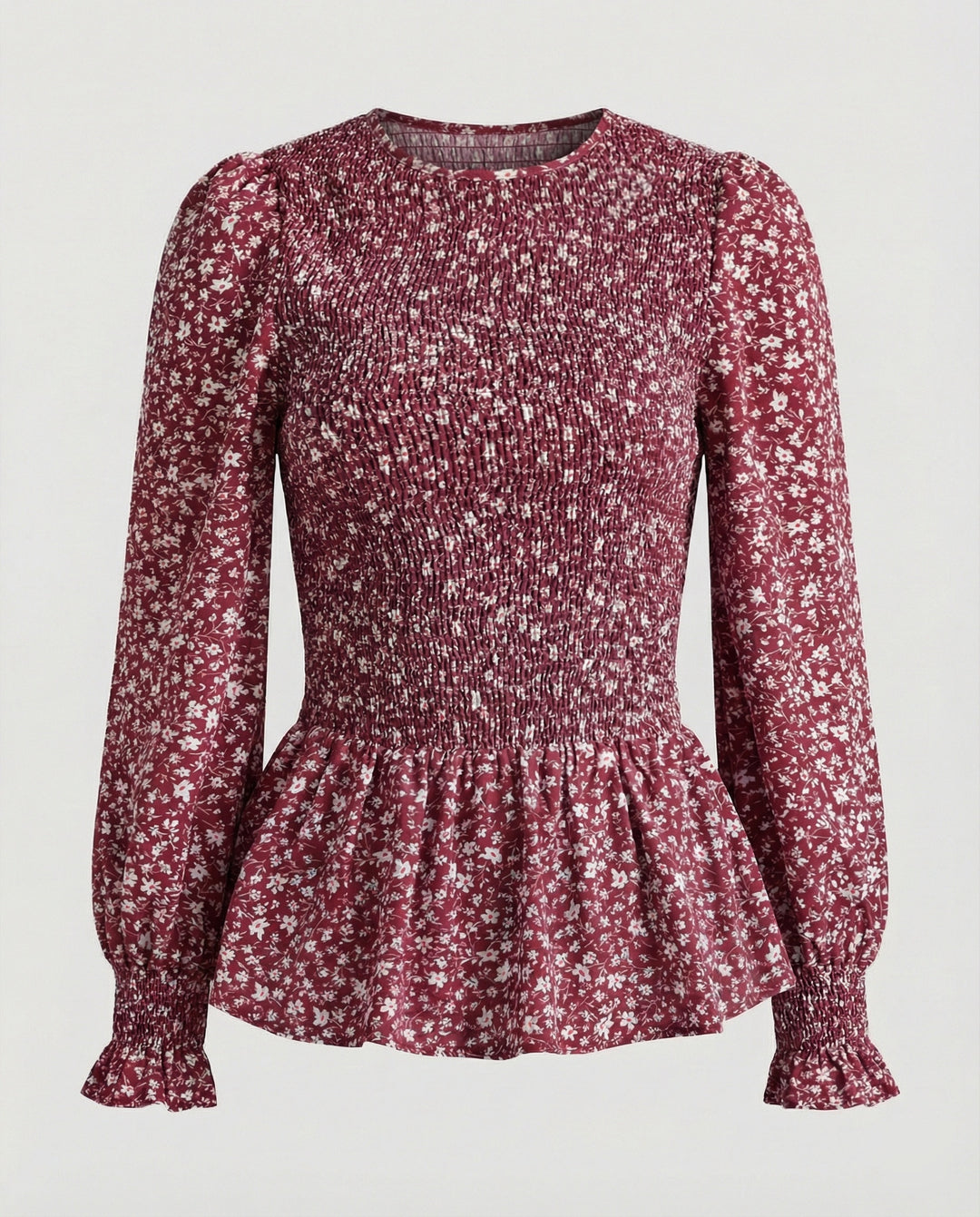 Bluse Damen Peplum Gesmokt