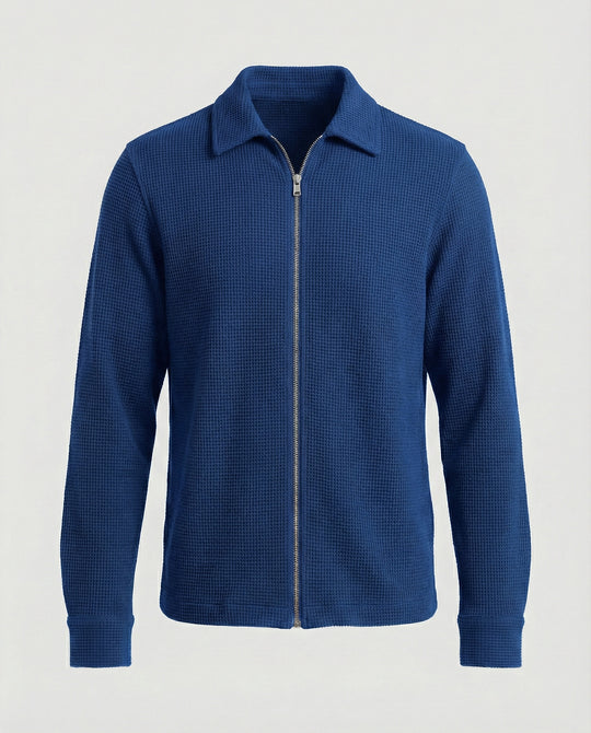 Herren Eleganter Langarmshirt mit strukturierter Oberflächenbeschaffenheit und hochwertigem Reißverschluss R&B