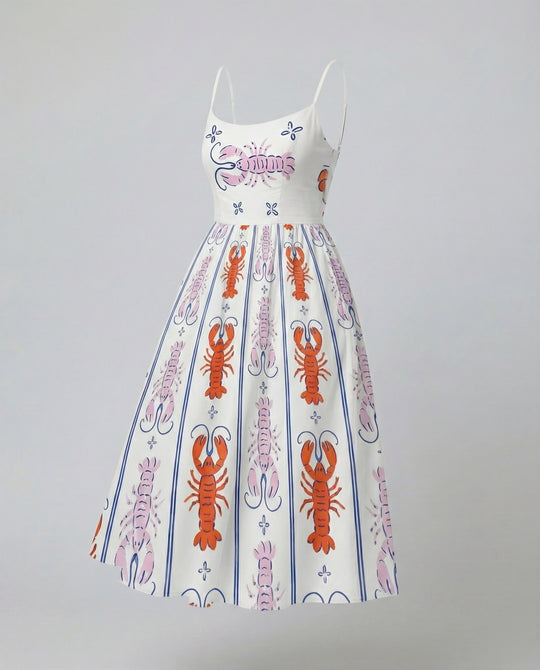 R&B | Einfarbiges Kleid mit U-Ausschnitt und Strapsen