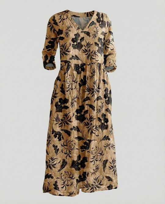 Damen Boho Maxikleid Sommer Leinenoptik