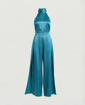 Damen Jumpsuit Satin Halterkragen