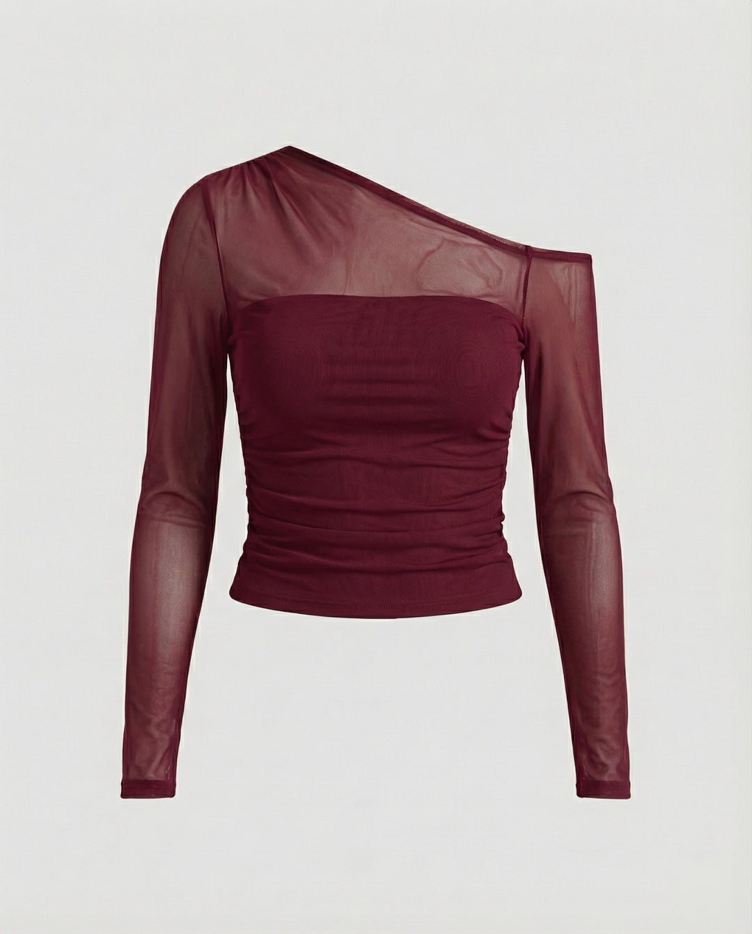 Damen Elegantes asymmetrisches Oberteil mit schulterfreiem Design und Raffung R&B