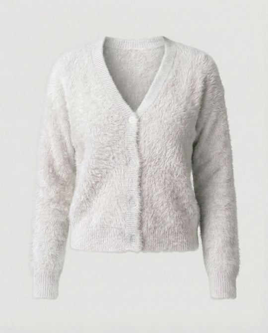 Strickjacke Damen kuschelig mit V-Ausschnitt und Knopfdetails