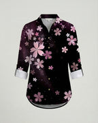 Leinenoptik Bluse Damen Floral