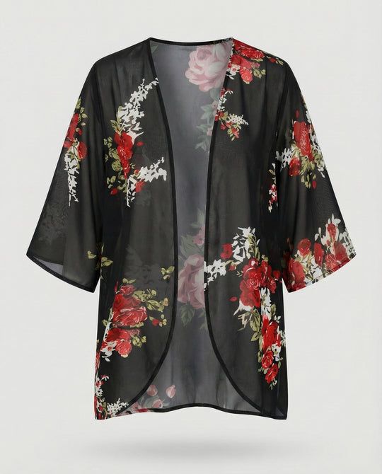 Offener Kimono Damen Floral