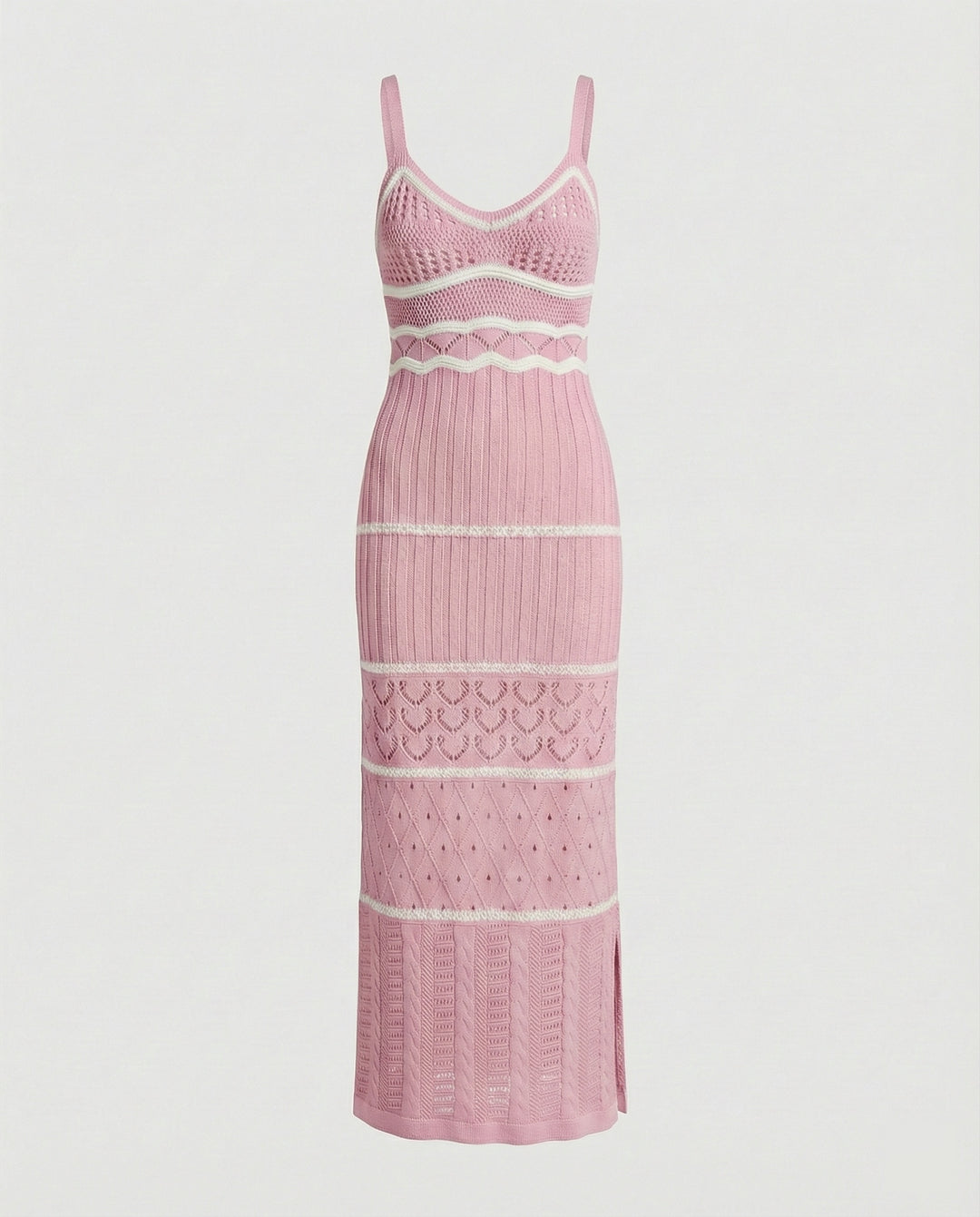 Damen Häkel Maxikleid mit Schlitz