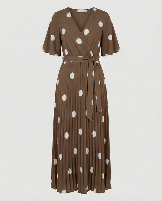 Damen Wickelkleid Midi plissiert