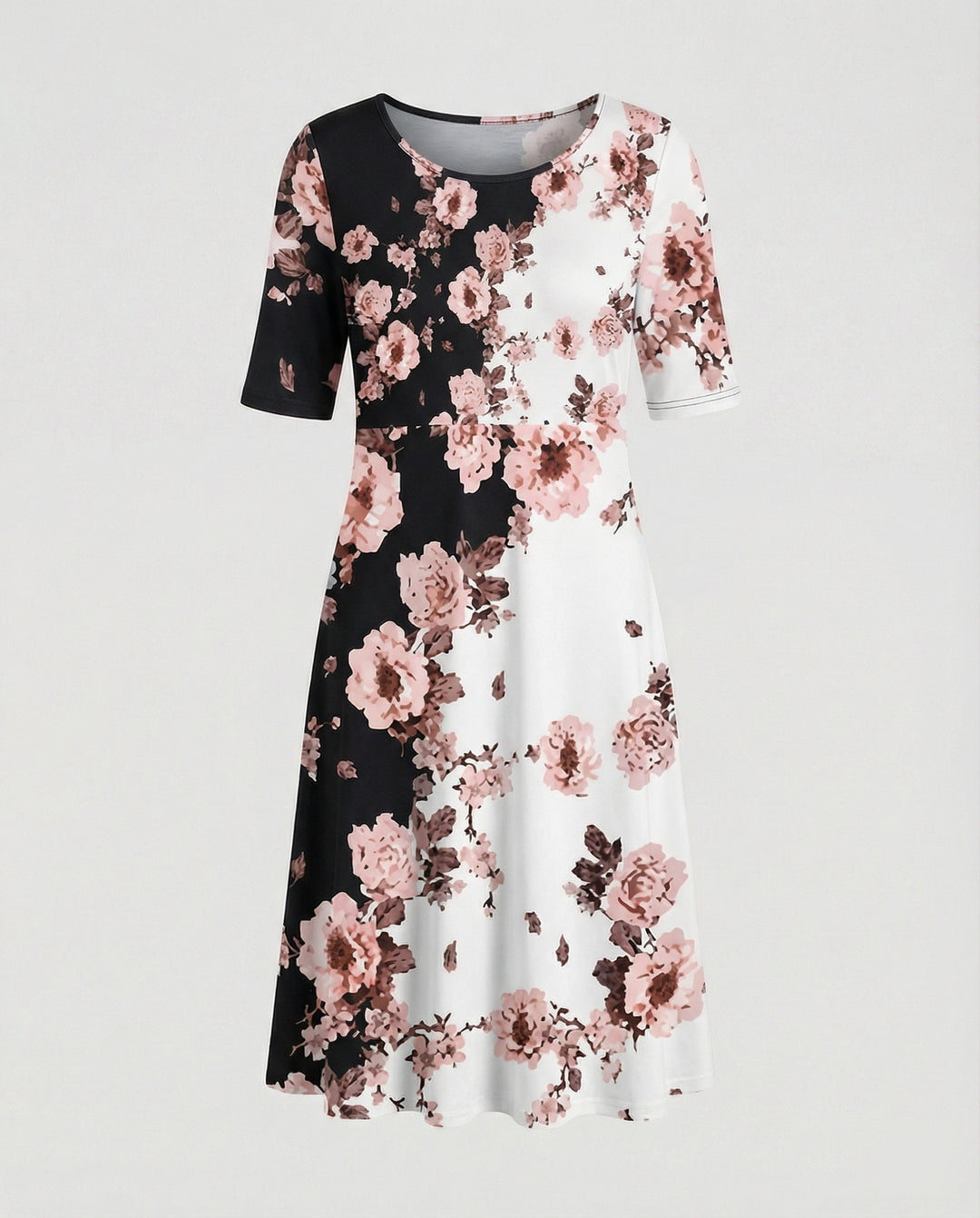 Damen Midikleid A-Linie Freizeitkleid