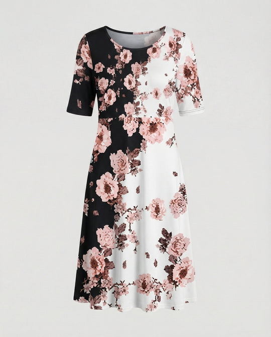 Damen Midikleid A-Linie Freizeitkleid