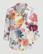 Leinenoptik Bluse Damen Floral